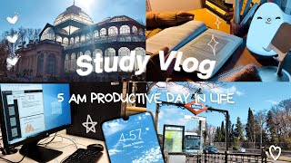 5AM Productive Study Vlog ☕📚 life of an Uni Student in Madrid👩🏻‍💻 pancakes🥞candies🍭and more🦆