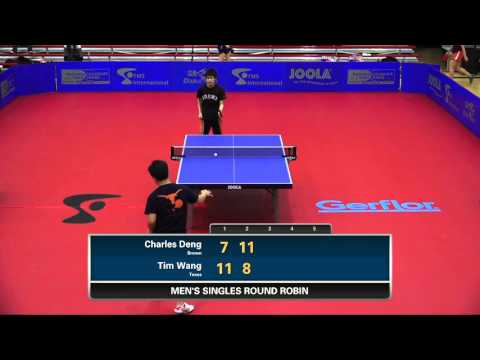 2016 NCTTA Nationals Men's Singles RR - Tim Wang (Texas) vs. Charles Deng (Brown)