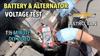 Astro Van Battery & Alternator Voltage Test (GMC Safari) - 1 & 1/2 Minute DIY Video