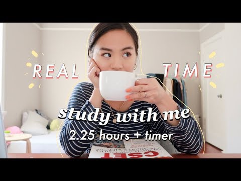 REAL TIME study with me (no music): 2.25 hour pomodoro session with breaks (background noise)