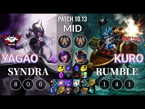 JDG Yagao Syndra vs KT Kuro Rumble Mid - KR Patch 10.13