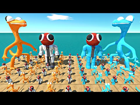 Rainbow Friends Orange Team + Red Team vs Ice Itself - Animal Revolt Battle Simulator
