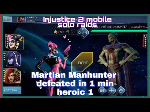 Injustice 2 mobile | Martian Manhunter down in 1min in solo raids | sub boss Martian Manhunter