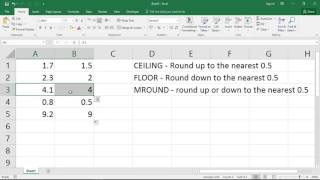 Round a Value to the Nearest 0.5 - Excel Formula