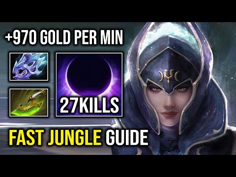How to Super Fast Jungle Luna in 7.33 with 970 Gold Per Min Max Moon Glaives Attack Speed Dota 2