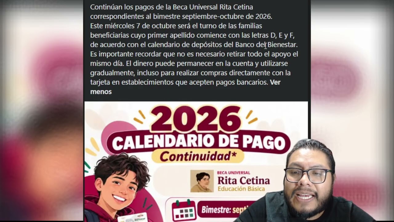 ¡CHECALE! estas letras ya recibieron el pago de septiembre-ocubre 2026 de la beca Rita Cetina
