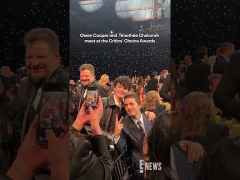 Owen Cooper meets Timothée Chalamet at the #CriticsChoice Awards is supremely sweet. 🥹 #AwardsSeason