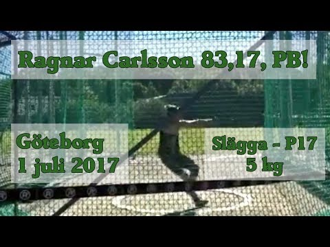 Ragnar Carlsson (2000) 83,17, PB! - 5 kg - P17 - Göteborg, VU-spelen, 1 juli 2017