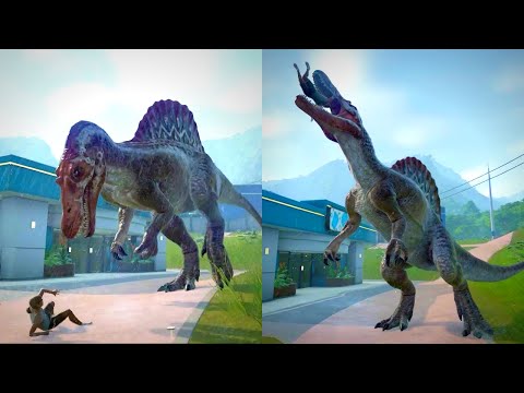 Spinosaurus Eating People Rampage Dinosaur Breakout- Jurassic world Evolution