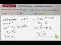 Transformations of Quadratic Functions