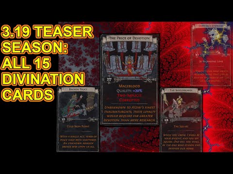 POE 3.19 Spoilers: All Divination Cards - Squire, Mageblood & More - Path Of Exile Lake of Kalandra