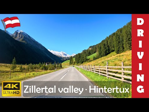 Driving in Austria 33: From Zillertal valley to Hintertux | Scenic drive in Tyrol | 4K 60fps