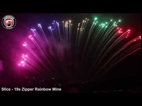 1.4G PRO FIREWORKS: 19S INSTANT SLICE CAKE RAINBOW SHOT LEFT TO RIGHT - PFX19FR-RAI-H