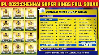 IPL 2022 Mega Auction : Chennai Super Kings Full Squad for IPL 2022| IPL 2022 CSK Team Players list