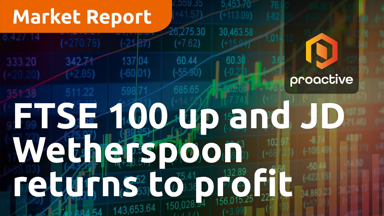 FTSE 100 up and JD Wetherspoon returns to profit - Market Report