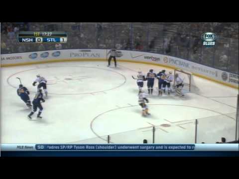 David Backes wrist shot goal 1-0 Nashville Predators vs St. Louis Blues 10/3/13 NHL Hockey