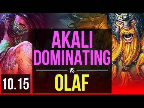 AKALI vs OLAF (TOP) | 4 early solo kills, Dominating | KR Master | v10.15