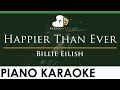 Billie Eilish - Happier Than Ever - LOWER Key (Piano Karaoke Instrumental)
