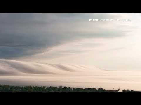 Heavy fog curtain rolls along Lake Michigan shore in South Haven