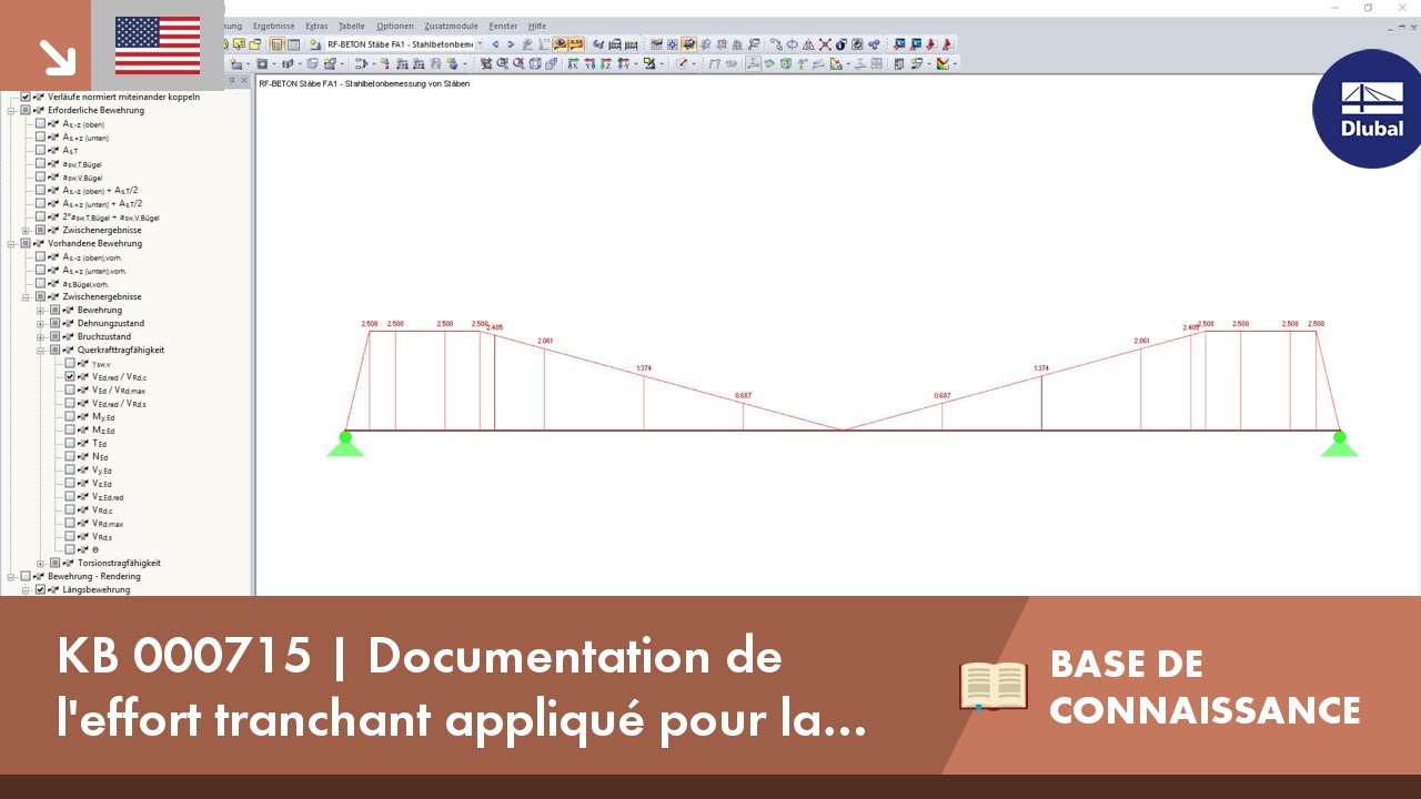 KB 000715 | Documentation de l&#39;effort tranchant appliqué pour la vérification du cisaillement