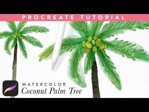 Watercolor Procreate Tutorial - Coconut Palm Tree Painting