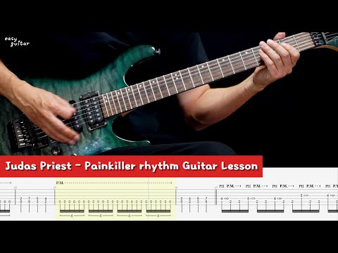 Judas Priest - Painkiller Rhythm Guitar Lesson With Tab (Slow Tempo)
