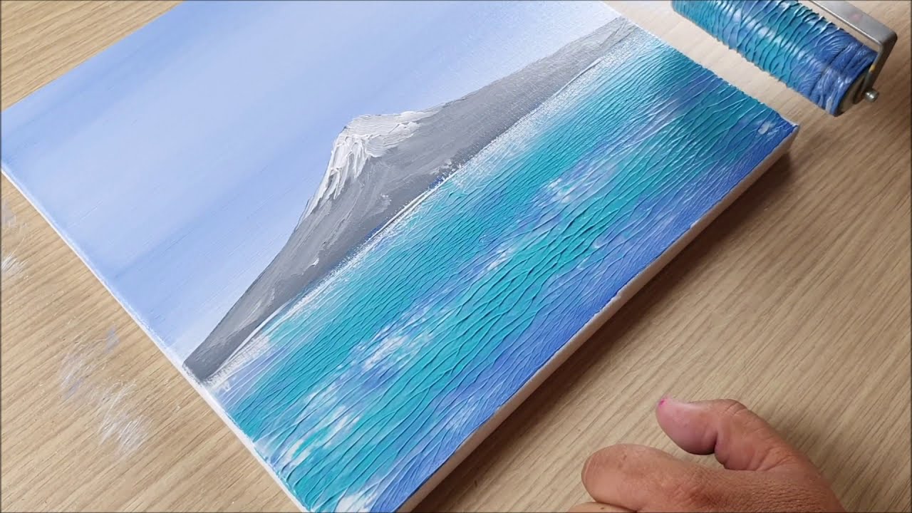 acrylic painting mount fuji tutorial by king marty