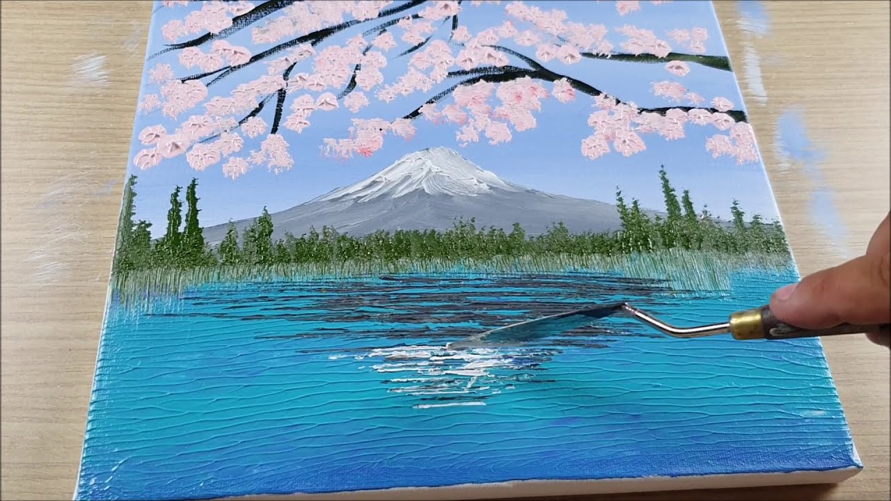 acrylic painting mount fuji tutorial by king marty