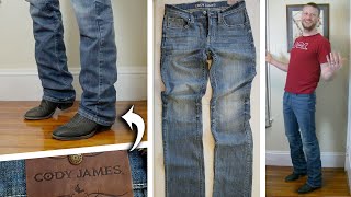 LOTS OF STACK! Fisticuff Cody James Jeans with Cowboy Boots