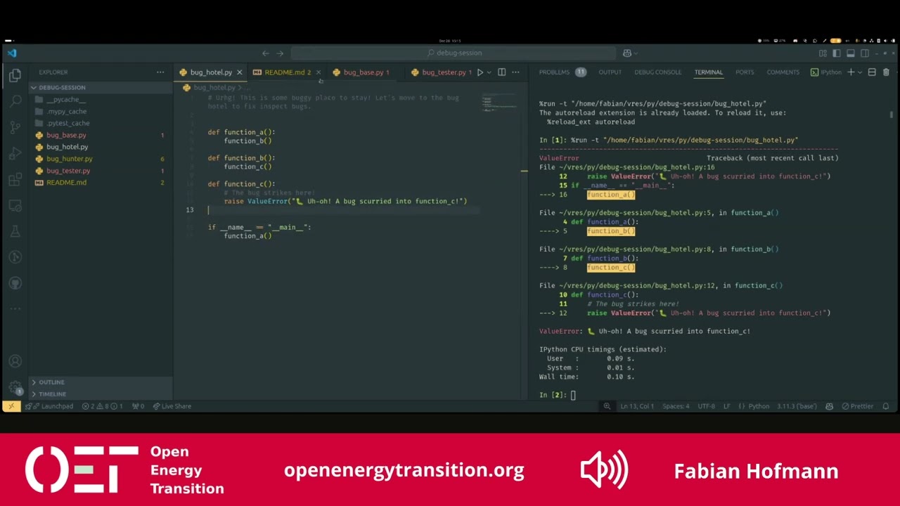 Debugging software - Main principles [FabianHofmann][DevTutorial]