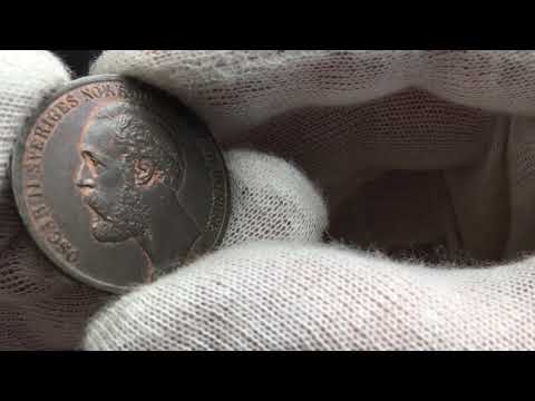 Sverige, Oskar II 1872-1907, 5 öre 1873 - Vackert exemplar med röd stämpelglans