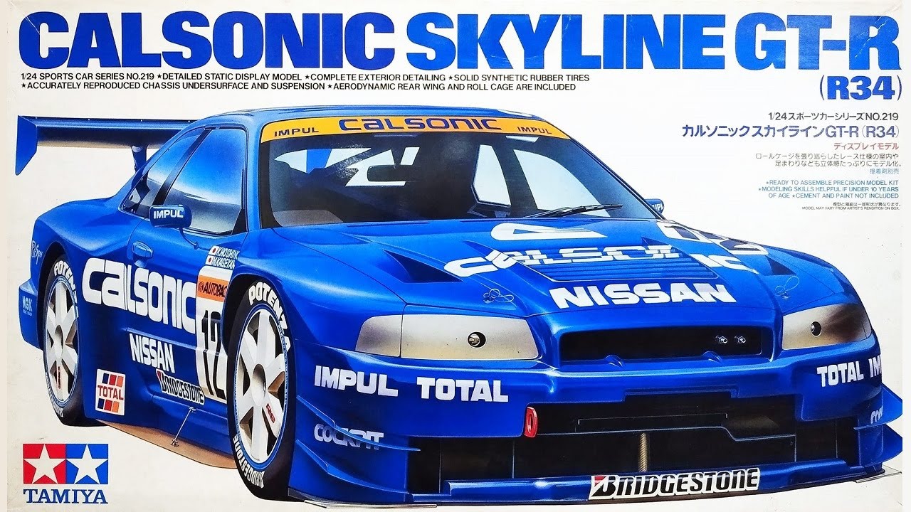 CALSONIC SKYLINE GT-Rラジコンカー 1/24 CALSONIC SKYLINE GT-R (R34) - Tamiya - (Kit de Montagem)