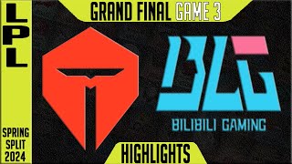 TES vs BLG Highlights Game 3 | Playoffs GRAND FINAL LPL Spring 2024 | TOP Esports vs Bilibili Gaming