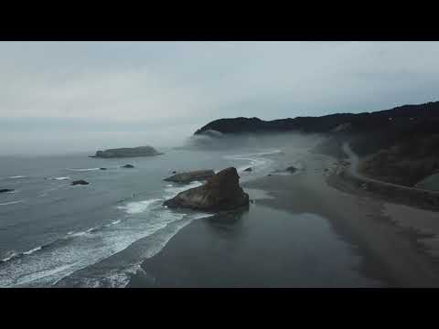 South Oregon Coast Drone Flight Birds Eye View