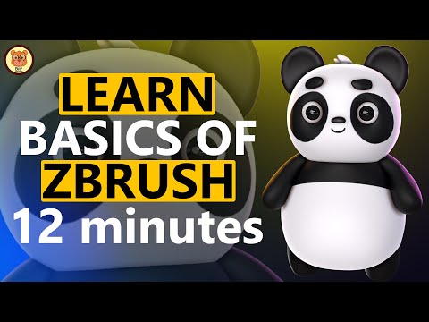 LEARN ZBRUSH IN 12 MINUTES FOR BEGINNERS (PANDA SCULPT)  BY Brown bear animation