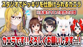 日本のスタジオでこぼからドッキリを仕掛けられて狼狽えるカエラ【ホロライブID切り抜き/カエラ・コヴァルスキア/こぼ・かなえる/日本語翻訳】