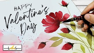 ATTENTION! Easy Watercolor Flower Valentine Card Tutorial! Valentines Day Card/Gift!