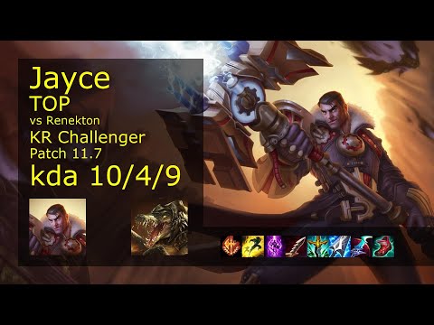Jayce Top vs Renekton - KR Challenger 10/4/9 Patch 11.7 Gameplay // [롤] 제이스 vs 레넥톤 탑