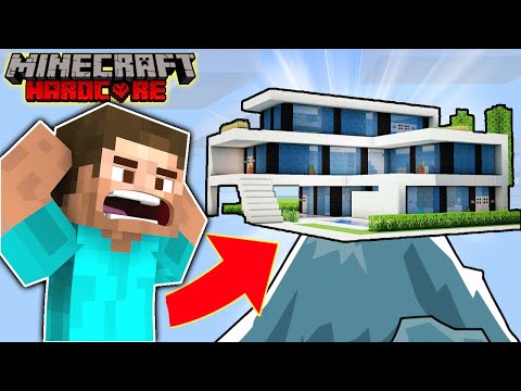 I Made a MODERN HOUSE ON A MOUNTAIN in Minecraft Hardcore #2