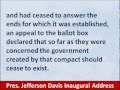 President Jefferson Davis, 1861 Confederate Inaugural Address, Hear and Read the Secession
