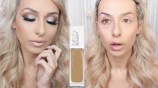 MAYBELLINE 24HR SUPERSTAY FULL COVERAGE FOUNDATION | WEAR TEST REVIEW