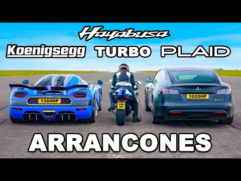 Koenigsegg vs Tesla Plaid vs Turbo Hayabusa: ARRANCONES