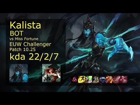 Kalista ADC & Leona vs Miss Fortune & Shen - EUW Challenger 22/2/7 Patch 10.25 Gameplay
