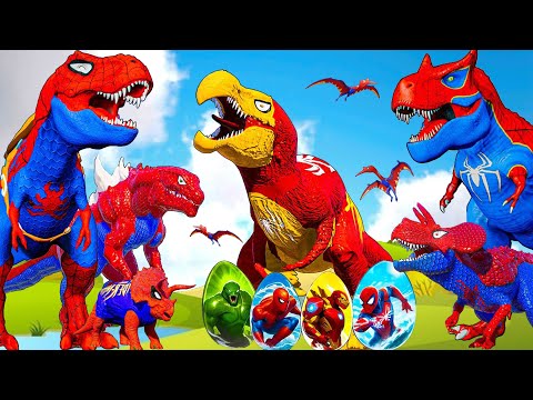 All Dinosaurs Tyrannosaurus Rex vs Mosasaurus, Velociraptor Fighting in Jurassic World Evolution 3