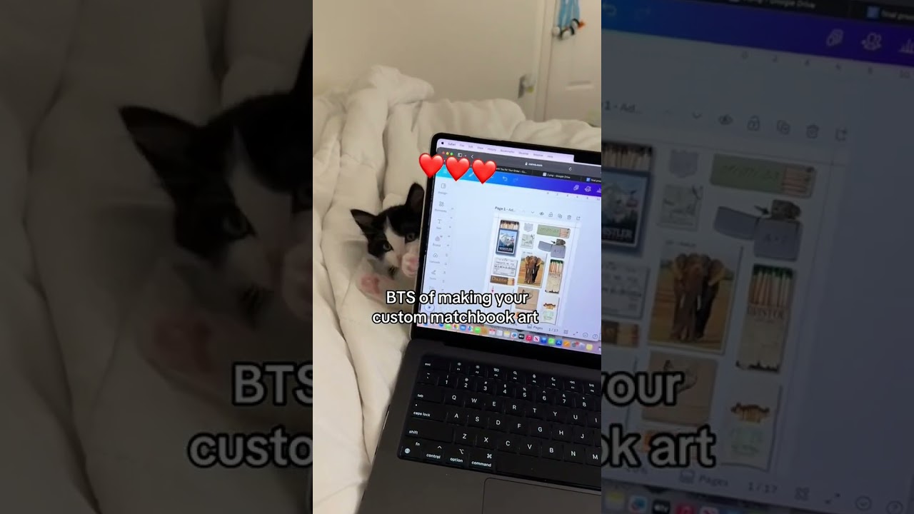 My little helper!! Customizable matchbook art templates listed in my Etsy in bio + custom order form