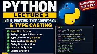 PYTHON ( TAKE INPUT IN PYTHON, TYPE CONVERSION, TYPE CASTING AND INDEXING )