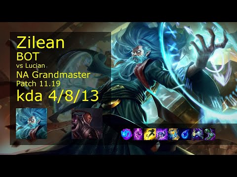 Zilean Bot vs Lucian - NA Grandmaster 4/8/13 Patch 11.19 Gameplay