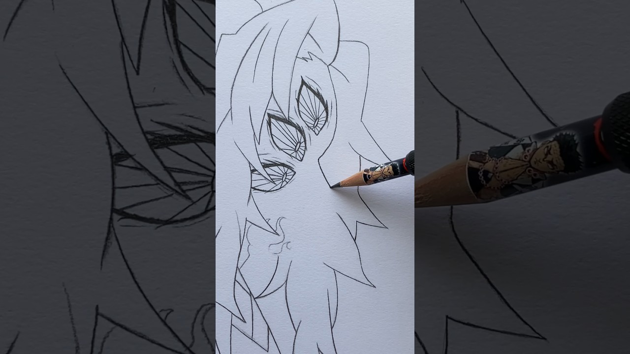 Drawing Kokushibo With One Pencil Stroke🥲✨ #shorts #art #nekokaren