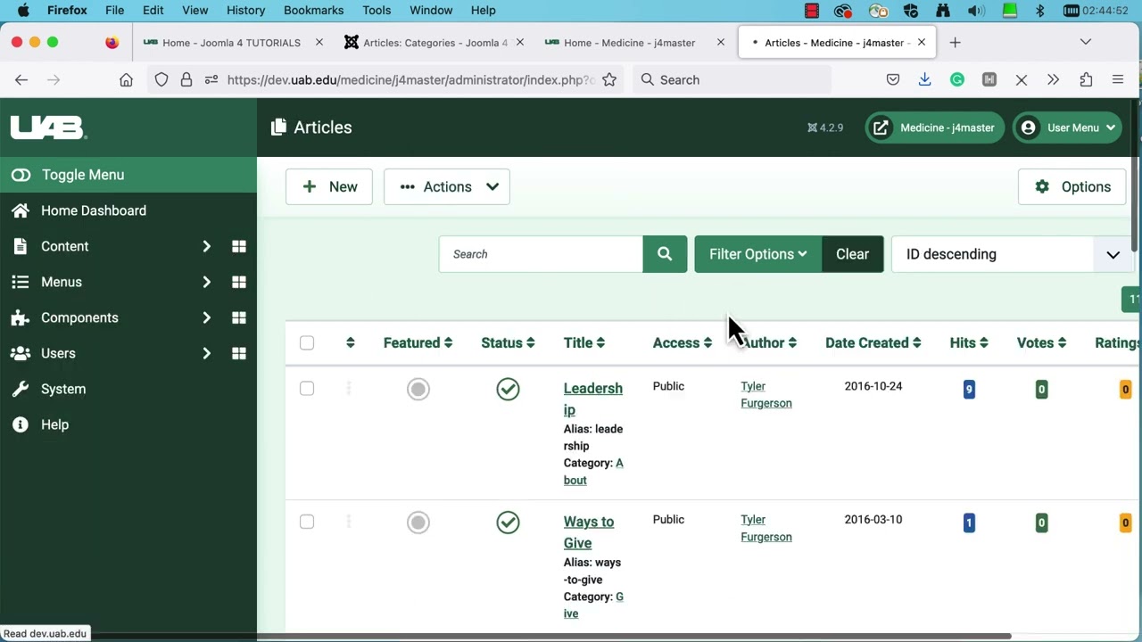 How to create categories -Joomla 4