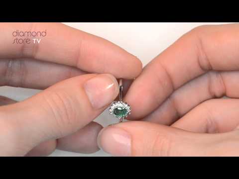 A4450 - Emerald 5 x 3mm And Diamond 9K White Gold Ring